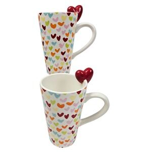 Target Valentine 2010 Heart Mugs Set of 2 Multicolor 3D Heart Rim Accent Ceramic